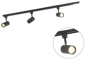 Modern 1-fase railsysteem met 3 Spot / Opbouwspot / Plafondspots zwart - Jeana Modern GU10 Binnenverlichting Lamp