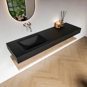 Zaro Alan badmeubel 160cm met planchet washed oak en vrijhangende wastafel cloud links zonder kraangat urban