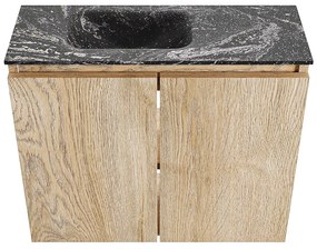 Mondiaz Ture DLux toiletmeubel 60cm washed oak met wastafel lava links zonder kraangat