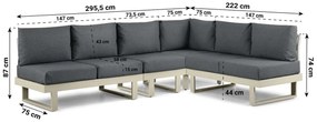 Hoek loungeset 6 personen Aluminium Taupe  Lifestyle Garden Furniture Lorenzo