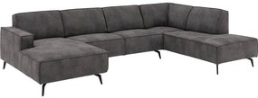 Goossens Hoekbank Hercules donkergrijs, microvezel, 2-zits, modern design met ligelement rechts