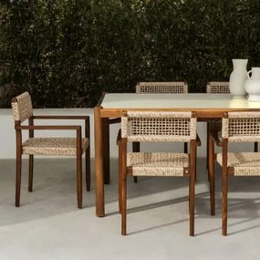 Gamila rechthoekige tafelset (210x100 cm) en 8 tuinstoelen in hout en - Sklum