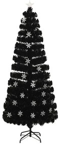 vidaXL Kerstboom met LED-sneeuwvlokken 240 cm glasvezel zwart