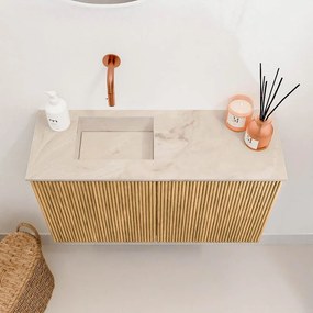 Mondiaz Joya DLux 70cm toiletmeubel oak met wastafel faye links zonder kraangat frappe