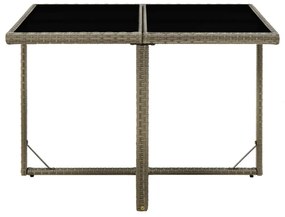 vidaXL Tuintafel 109x107x74 cm poly rattan en glas grijs