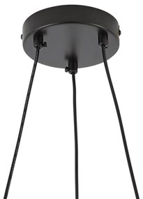 Hanglamp zwart met smoke en amber glas rond 8-lichts - Monaco