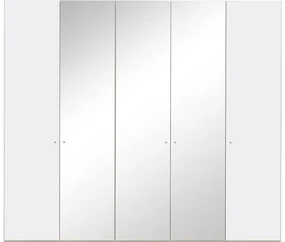 Goossens Kledingkast Easy Storage Ddk, Kledingkast 253 cm breed, 220 cm hoog, 2x draaideur en 3x spiegel draaideur midden