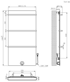 Best Design Brenner elektrische radiator mat wit 750W 120x60cm