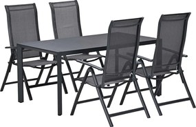 Garden Impressions Santos tuinset 5-delig - Kasper tuintafel 160x84 cm donker grijs