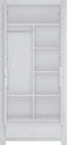 Kledingkast Domodeu 107, Wit, 199x92x58cm, 140.3 kg, Kledingkast deuren: Met scharnieren