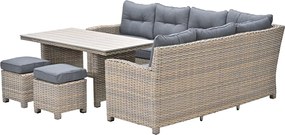 Garden Impressions Alaska lounge dining set 5-delig rechts - vintage willow - light teak vironwood