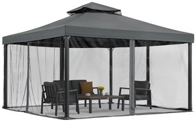 Antraciet tuinpaviljoen met klamboe Valencia 4x4 m Tuinpunt