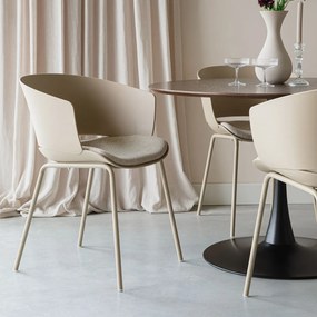 Plastic Kuipstoel Met Zitkussen Beige