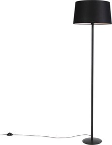 Zwarte vloerlamp met linnen kap zwart 45 cm - Simplo