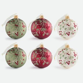 Set van 6 glazen kerstballen, CASPAR