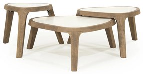 Eleonora Fred Salontafel Hout Met Marmer 75x64 Cm - 75 X 64cm.