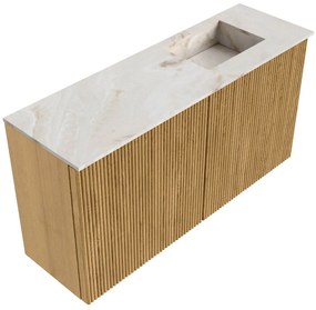 Mondiaz Joya DLux 80cm toiletmeubel oak met wastafel faye rechts zonder kraangat frappe