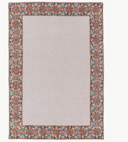 Handgetuft laagpolig wollen vloerkleed Myla Floral Frame
