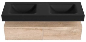Zaro Alan badmeubel 140cm washed oak 2 lades met vrijhangende wastafel cloud dubbel 2 kraangaten urban