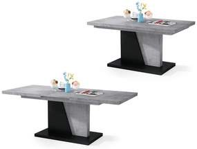 Mazzoni GRAND NOIR beton / zwart, uitschuifbare tafel