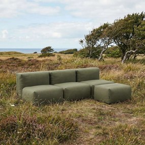 Soft Zitzak Outdoor 3 Seater Open + Pouf - Kirra Olive