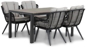 Tuinset 4 personen 155 cm Wicker/Aluminium/Aluminium/wicker Zwart Coco Azzano/Young