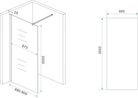 Mueller Slimline glaswand 90x200cm brons rookglas
