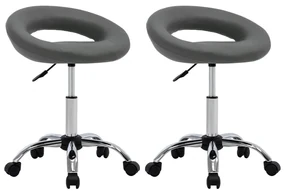 vidaXL Eetkamerstoelen draaibaar 2 st kunstleer grijs