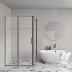 Aqua Vista Triple Front draaideur - 100x200 cm - met vast deel - Gun Metal Light R-GML-C100-FFF