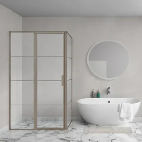Aqua Vista Triple Front draaideur - 100x200 cm - met vast deel - Gun Metal Light R-GML-C100-FFF