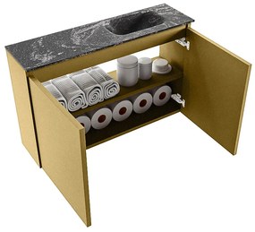 Mondiaz Ture DLux toiletmeubel 80cm oro met wastafel lava rechts zonder kraangat