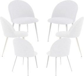 Set 6 White Vint Stoffen Stoelen