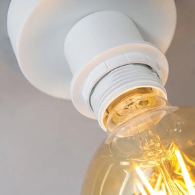 Moderne plafondlamp mat wit met zwarte kap 45 cm - Combi