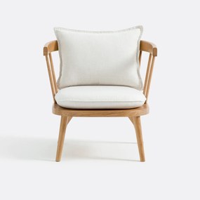 Eiken en stoffen fauteuil, Portman