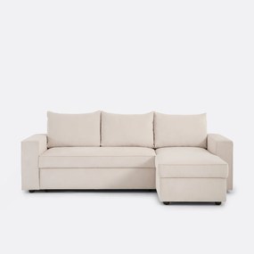 3-zits hoekslaapbank met opbergruimte, fijn ribfluweel, FLO