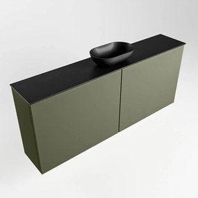 Mondiaz Fowy toiletmeubel 120cm army met zwarte waskom midden en kraangat