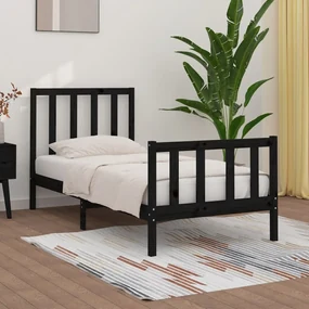 vidaXL Bedframe massief hout zwart 90x190 cm 3FT Single