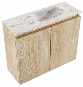 Mondiaz Ture DLux toiletmeubel 60cm washed oak met wastafel glace rechts met kraangat