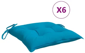 vidaXL Stoelkussens 6 st 50x50x7 cm stof lichtblauw
