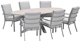 Garden Impressions Senja tuinset 7-delig valley sand - Tulli tuintafel 220x115 cm - light teak vironwood