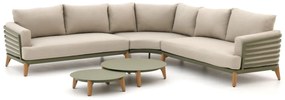 Hoek loungeset Bellagio  | 5 personen | Loungeset Groen | Hoekbank Aluminium | 277x277cm | Kees Smit Tuinmeubelen