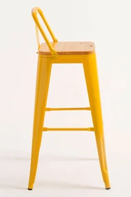 Kruk Torix met rugleuning van natuurlijk hout