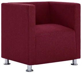 vidaXL Fauteuil kubus stof wijnrood