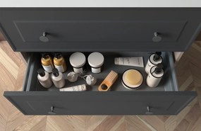 Muebles Renoir badmeubel 100cm antraciet met waskom en langwerpige handgrepen goud
