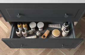 Muebles Renoir badmeubel 100cm antraciet met keramische wastafel en ronde handgrepen zwart