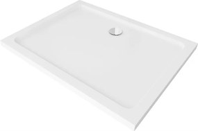 Mexen Flat rechthoekige douchebak slim 90 x 70 cm, wit, chroom sifon - 40107090