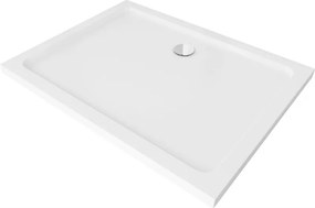 Mexen Flat rechthoekige douchebak slim 90 x 70 cm, wit, chroom sifon - 40107090