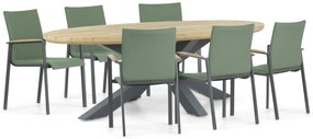Tuinset 6 personen 240 cm Aluminium/textileen Groen Lifestyle Garden Furniture Brandon/Diogo
