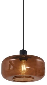 Retro hanglamp zwart met brons glas - Bizle