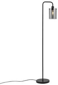 Design vloerlamp zwart met smoke glas - Domo